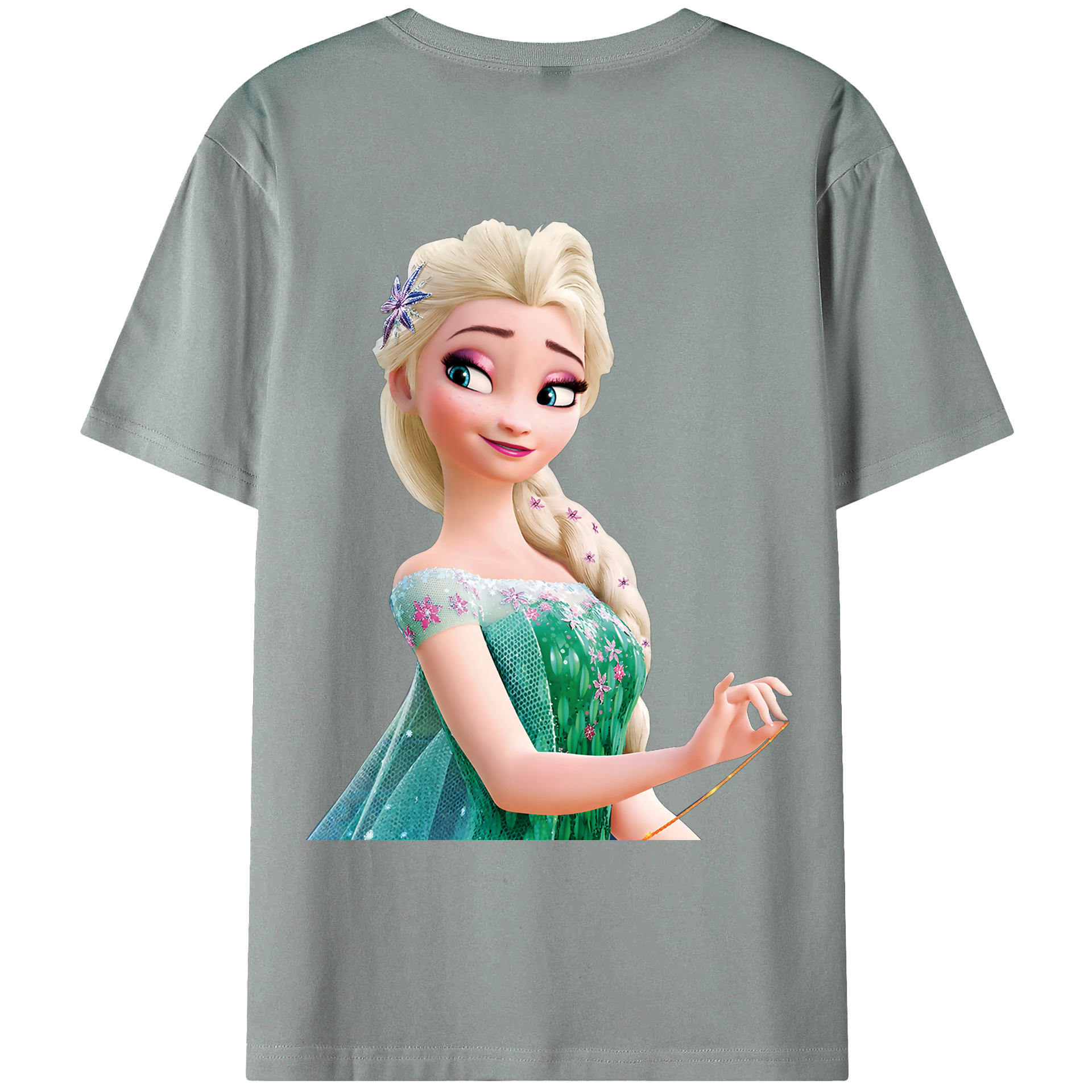 （画像用） アナと雪の女王 アンナ エルサ Frozen Anna Elsa 綿100％ メンズ半袖Tシャツ（バックプリント） 通気性